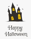 Happy Halloween Card Design, Vampire Castle Cartoon Vector