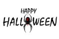 Happy Halloween card. Drip text, spider isolated white background. Greeting design banner, Halloween holiday celebration Royalty Free Stock Photo