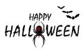 Happy Halloween card. Drip text, spider isolated white background. Greeting design banner, Halloween holiday celebration Royalty Free Stock Photo