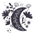 Floral moon Svg cut file. Crescent moon with wildflowers and leaves vector illustration. Boho shirt design. Celestial Svg