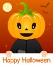 Happy Halloween Card with Pumpkin Head Royalty Free Stock Photo