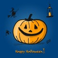 Happy halloween card, pumpkin sketch for your design