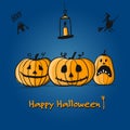 Happy halloween card, pumpkins sketch for your design
