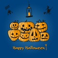 Happy halloween card, pumpkins sketch for your design