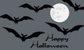 Happy Halloween card with scary black and white flying vampire b Royalty Free Stock Photo