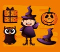 Happy halloween card set icons Royalty Free Stock Photo