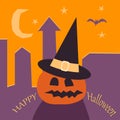 Halloween greeting card template. Vector cartoon illustration