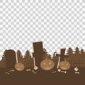 Happy Halloween Card Template Background, Cemetery Pumpkins Bats Spooky, Vector Illustration Banner Isolated Royalty Free Stock Photo