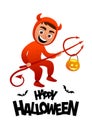 Happy Halloween cartoon character costume devil kid Royalty Free Stock Photo