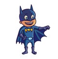 Happy halloween. Cartoon cute child in costume batman Royalty Free Stock Photo