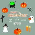 Happy halloween cartoon ghost pumkin background vector