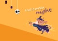 Happy Halloween cartoon vector, witch character, celebration party holiday