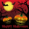 Happy halloween carved pumpkins and scary night background eps10 Royalty Free Stock Photo