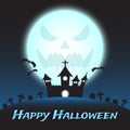 Happy Halloween - Castle Under Blue Monstrous Moon