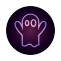 Happy halloween, character creepy ghost trick or treat party celebration neon icon style