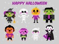 Happy halloween character illustration set Royalty Free Stock Photo