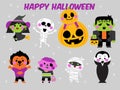 Happy halloween character illustration set Royalty Free Stock Photo