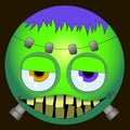 Happy Halloween clipart eps Cute Frankenstein emoji smiley Royalty Free Stock Photo