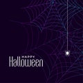 Happy halloween cobweb background design with spider