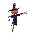 Happy halloween color vector icon pumpkin head scarecrow witch. Trick or treat. Cute doodle, spooky element. Graveyard Royalty Free Stock Photo