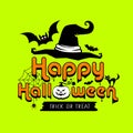 Happy Halloween colorful design on lemon green background