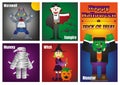 Happy Halloween with Colorful Halloween Characters