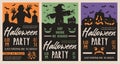 Happy Halloween colorful set posters Royalty Free Stock Photo