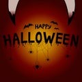 Happy halloween concept. Post card background. Bats spiders and scary text. Bat scary canine