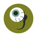 Happy halloween, creepy eye trick or treat party celebration flat and block icon