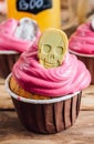 Happy Halloween cupcakes decorated cream and chocolate Royalty Free Stock Photo