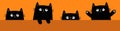 Happy Halloween. Cute black cat set banner. Draw kitten with paw print, eyes, ears. Cartoon kawaii funny baby character. Peeking Royalty Free Stock Photo