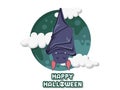 Happy Halloween. Cute cartoon bat flying vector on background. Forest animal. Flat design. Greeting card, party invitation. Vector Royalty Free Stock Photo