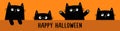 Happy Halloween. Cute cat set banner. Draw kitten with paw print, eyes, ears. Peeking animal. Cartoon kawaii funny baby character Royalty Free Stock Photo