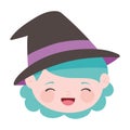 Happy halloween, cute face girl witch costume isolated design icon Royalty Free Stock Photo