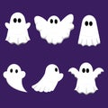 Happy Halloween, cute ghost cartoon icon set, scary spooky white ghosts character. Autumn holiday icon, vector illustration graphi Royalty Free Stock Photo