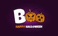 Happy Halloween. Cute illustration of Boo with scary pumpkins. Illustration for holiday banner, greeting card, background. Vector Royalty Free Stock Photo