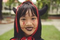 Happy Halloween! The cute little girl in Halloween costume