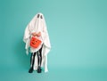 Kid in ghost costume Royalty Free Stock Photo