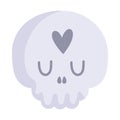 Happy halloween, cute skull with heart cartoon, trick or treat celebration