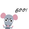 Happy Halloween. Cute vector rat. Cartoon colorful scary funny character. Hands up. White background. Flat design rat