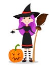 Happy Halloween. Cute young witch Royalty Free Stock Photo