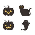 Happy halloween, dark pumpkins cat and ghost trick or treat party celebration