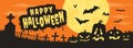 Happy Halloween day banner colorful