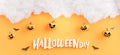 happy halloween day with cloud,pumpkin,bat on orange background