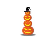 Happy Halloween Day. Cute pumpkin smile spooky scary on white background.