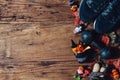 Happy Halloween day with Fitness, Exercise, Working out healthy lifestyle background concept. Flat lay Top view with copy space Royalty Free Stock Photo