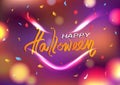 Happy Halloween Day, Ghost Spirirt Haunted Smiles, Fantasy Party Horror Celebration Abstract Background Vector Illustration, Light
