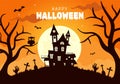 Happy Halloween Day Social Media Background Flat Cartoon Hand Drawn Templates Illustration Royalty Free Stock Photo