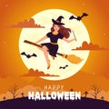 Happy Halloween Day Social Media Illustration Flat Cartoon Hand Drawn Templates Background Royalty Free Stock Photo