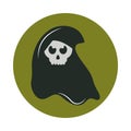 Happy halloween, death skull trick or treat party celebration flat and block icon